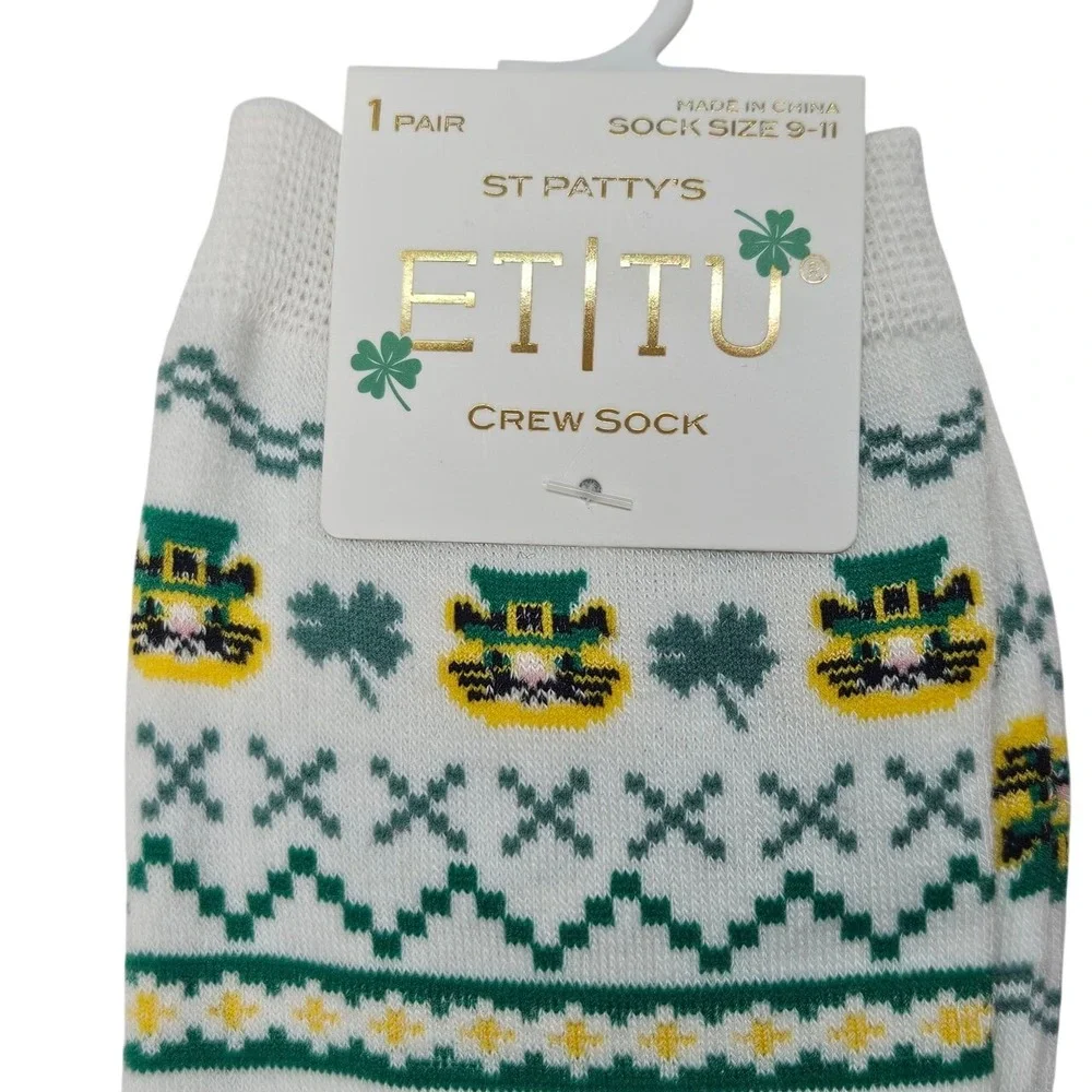 ETITU Crew Socks 3 Pairs St Patricks Holiday Valentine Day Dog Pattern Size 9 11